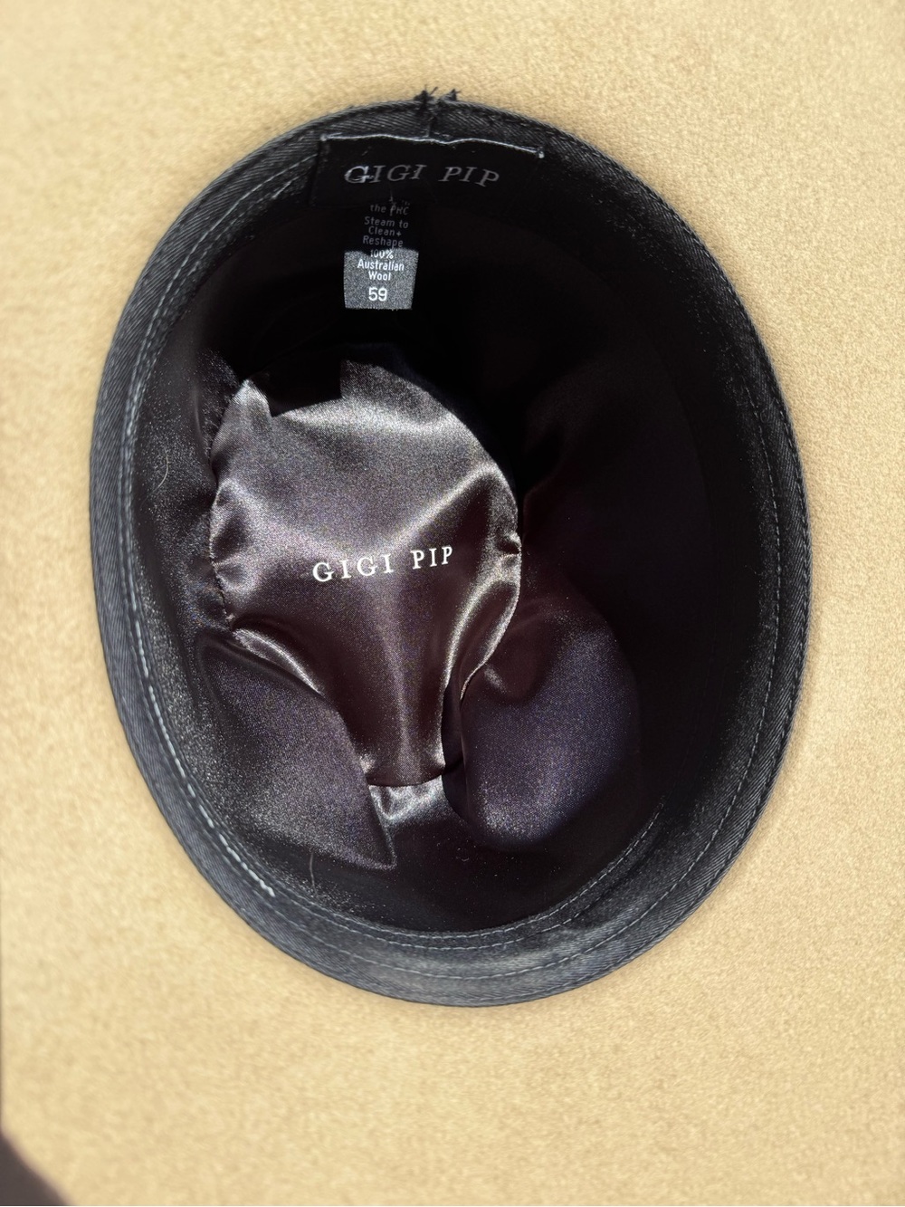 Gigi Pip Taupe/Tan Wide Brim Fedora - Picture 2 of 4